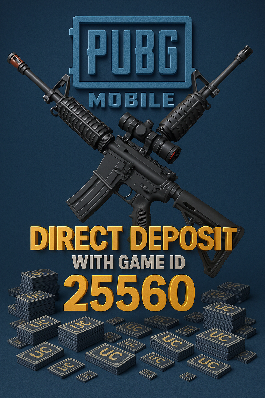 PUBG Mobile 25560 UC Direct Deposit With Game ID